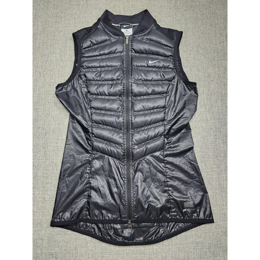 Nike Aeroloft 800 Vest Womens XS Black Running Insulated Down Warm Packable